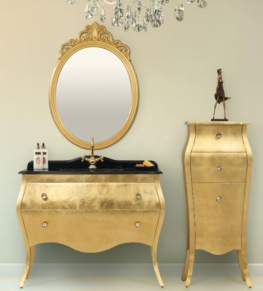 Casa Padrino Luxus Barock Badezimmer Set Schwarz / Gold - 1 Waschtisch & 1 Waschbecken & 1 Wandspiegel & 1 Kommode - Edel & Prunkvoll - Luxus Qualität Bild 1