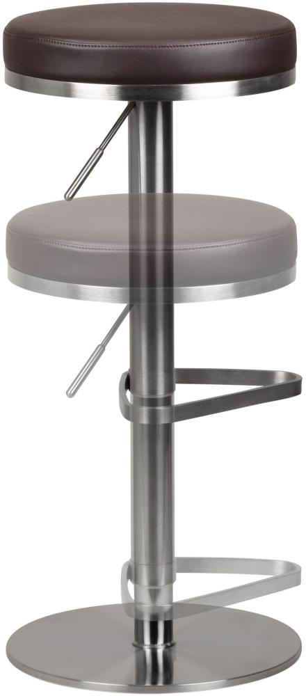KADIMA DESIGN Barhocker ELBE - Höhenverstellbar mit gepolsterter Sitzfläche, Triangel Fußablage und einer Belastbarkeit bis zu 110 kg. Farbe: Braun Bild 1