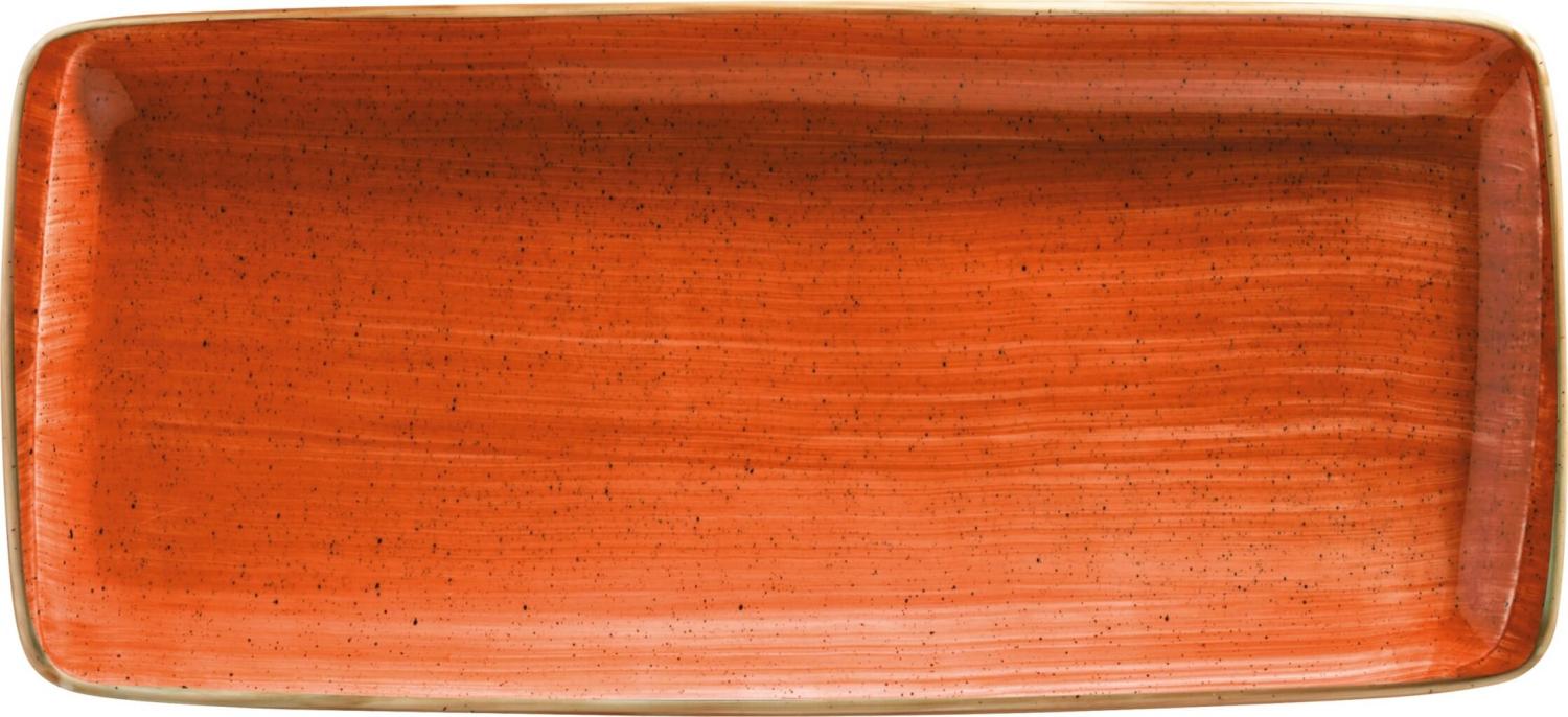 6x Servierplatten Speiseteller Porzellan Geschirr rechteckig Orange Creme Bonna Aura Terracotta Moove 34x16cm Kantenschutz Bild 1