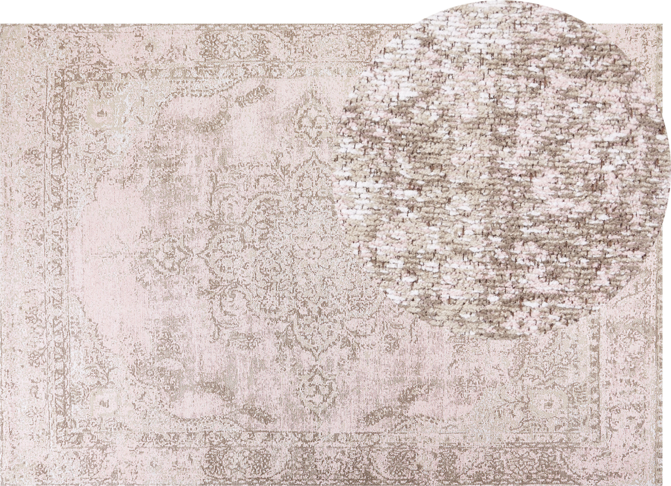 Teppich Baumwolle rosa 160 x 230 cm orientalisches Muster Kurzflor MATARIM Bild 1
