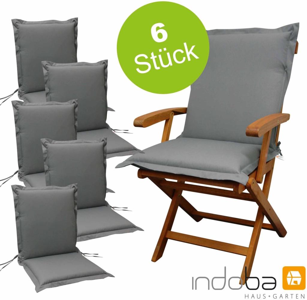 6 x indoba - Sitzauflage Niederlehner Serie Premium - extra dick - Grau Bild 1