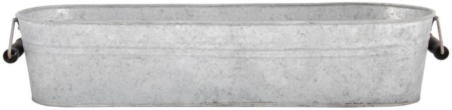 Esschert Design Blumentopf, Übertopf in grau aus verzinktem Metall, lang, ca. 59 cm x 17 cm x 12 cm Bild 1