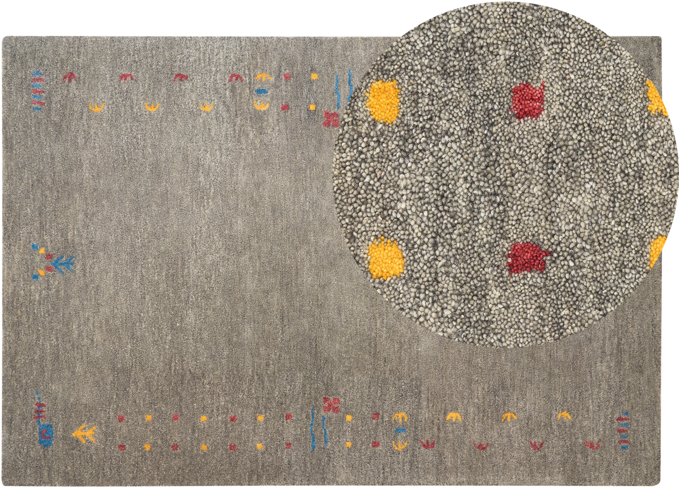 Gabbeh Teppich Wolle grau 140 x 200 cm Hochflor SEYMEN Bild 1