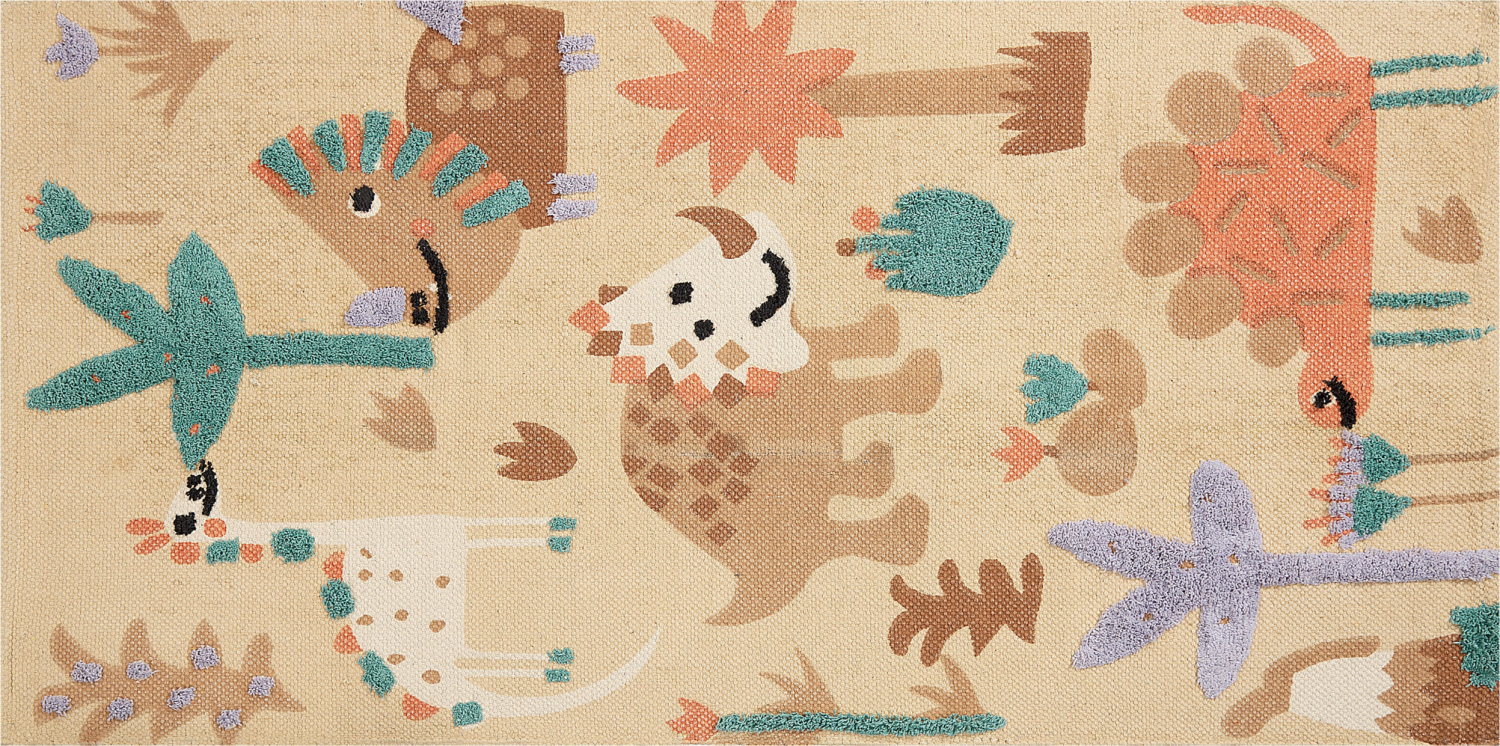 Kinderteppich mehrfarbig aus Baumwolle Tiermuster 80 x 150 cm STABAT Bild 1