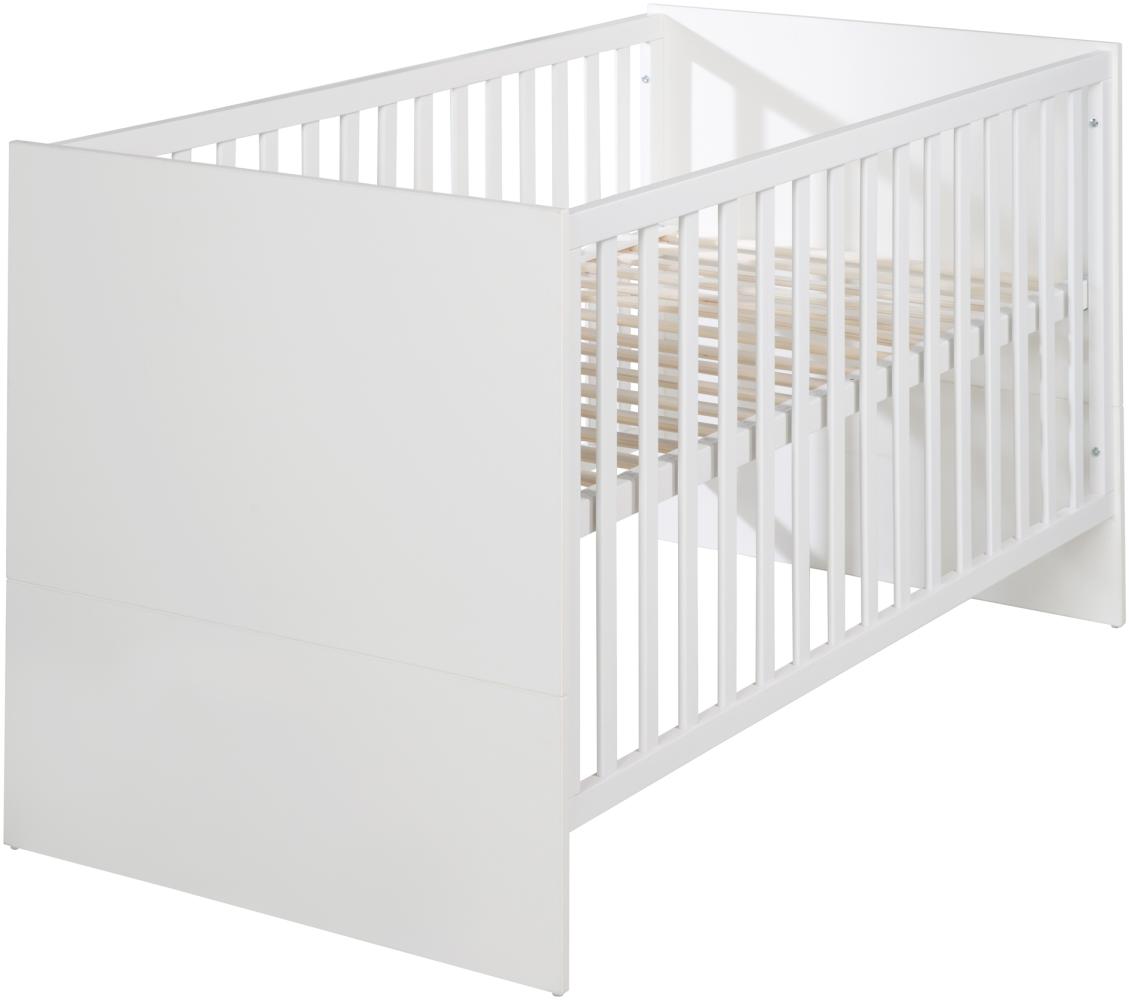 roba Babybett Lilo 70 x 140 cm - 3-fach höhenverstellbar - Umbaubar zum Kinderbett - Holz weiß lackiert Bild 1