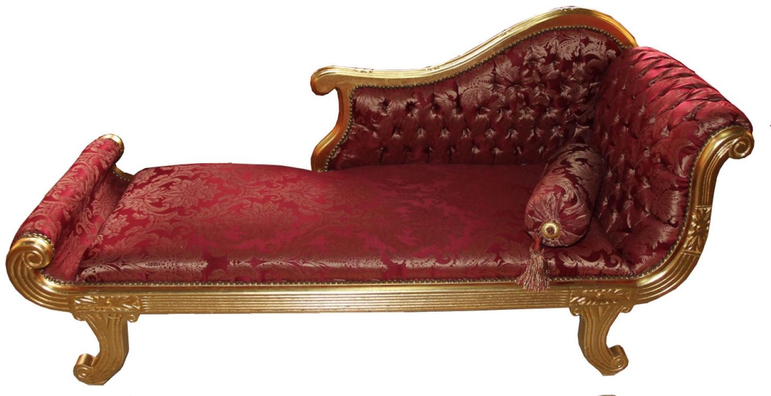 Casa Padrino Barock Chaiselongue Modell XXL Bordeaux Rot Muster / Gold- Antik Stil - Recamiere Wohnzimmer Möbel Bild 1