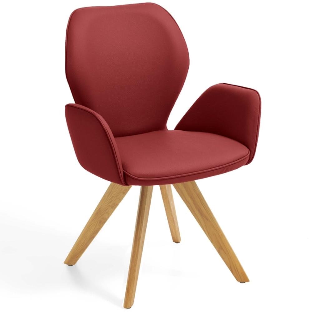 Niehoff Sitzmöbel Colorado Trend-Line Design-Armlehnenstuhl Eichen/Leder - 180° drehbar Napoli rubin Bild 1