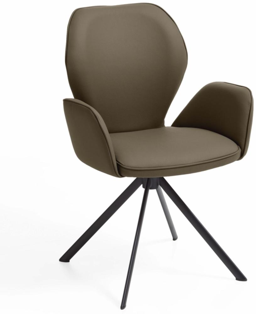 Niehoff Sitzmöbel Colorado Trend-Line Design-Armlehnenstuhl Eisen/Leder - 180° drehbar Napoli oliv grün Bild 1