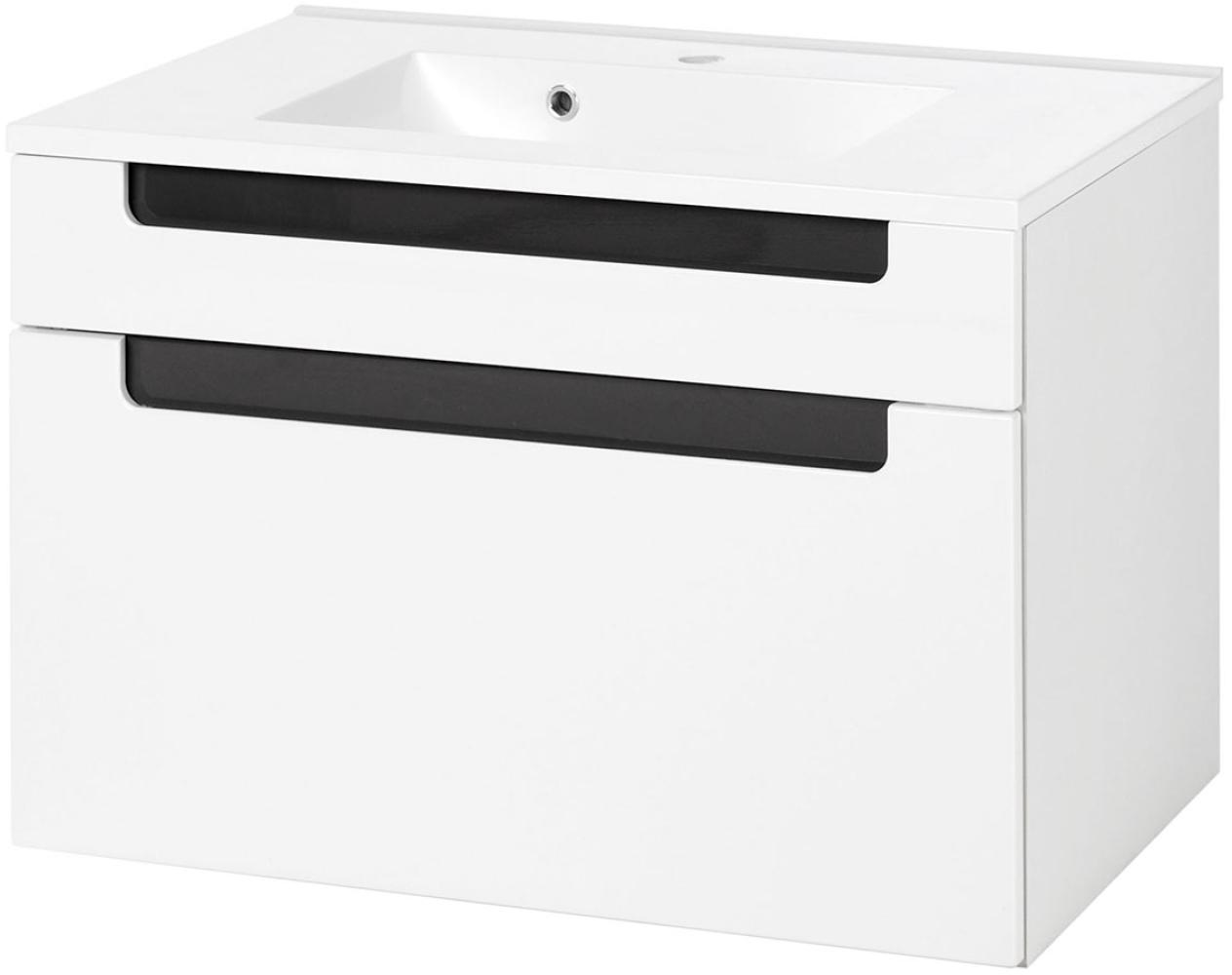 Waschtisch-Set >Siena< in Weiß/Hochglanz aus MDF - 80x54x47cm (BxHxT) Bild 1