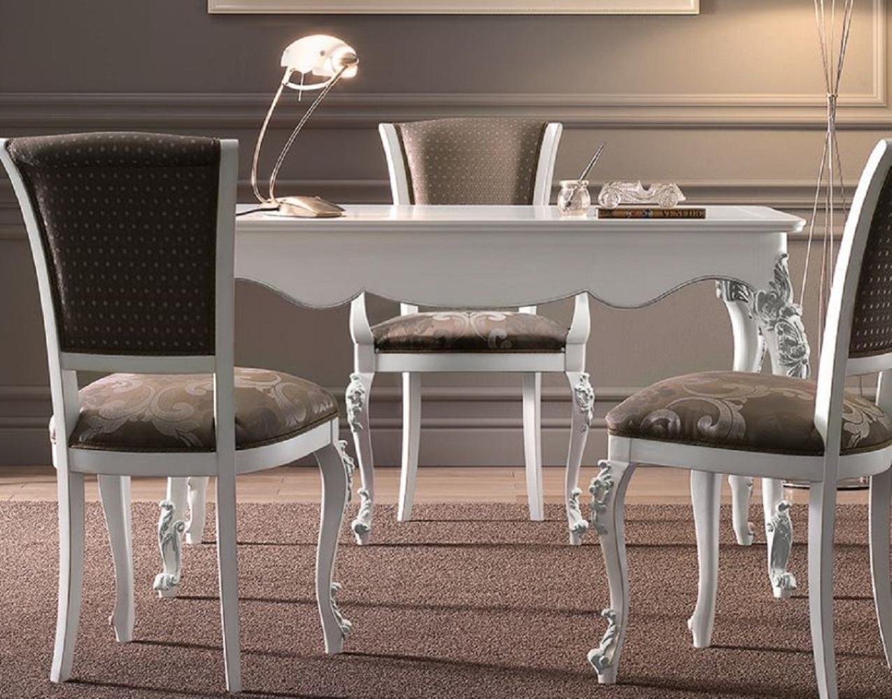 Casa Padrino Luxus Barock Sekretär mit 3 Schubladen Weiß / Silber - Handgefertigter Schreibtisch im Barockstil - Barock Büro Möbel - Luxus Möbel im Barockstil - Luxus Qualität - Made in Italy Bild 1