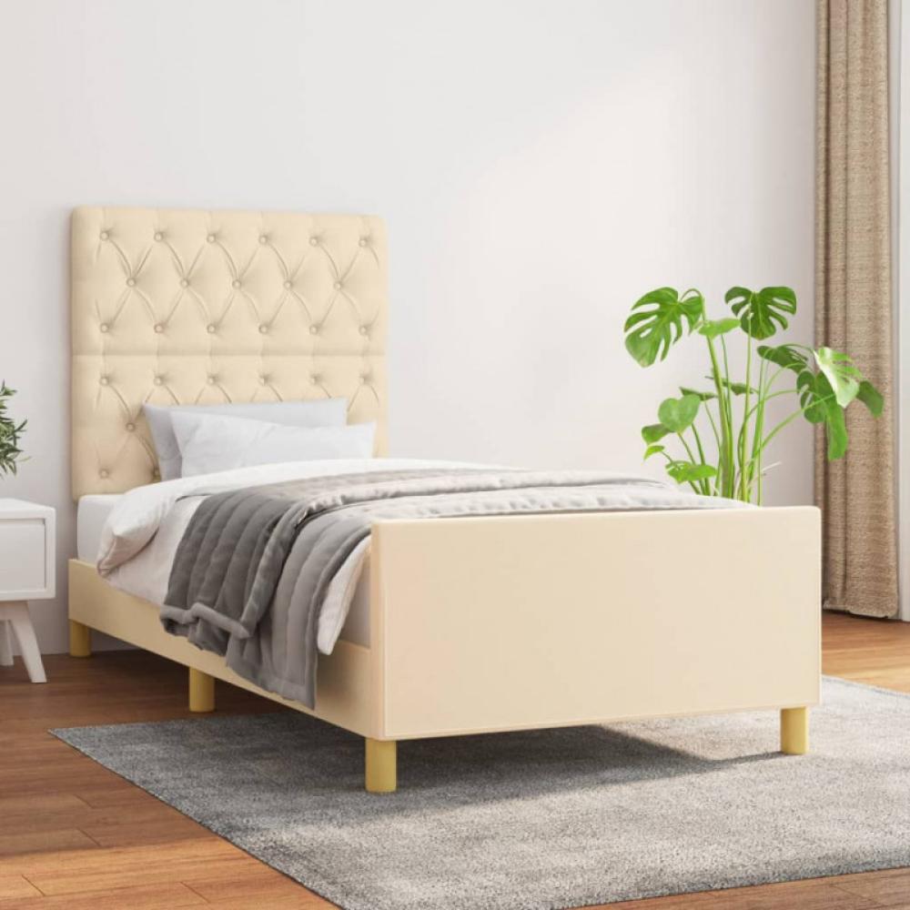 Einzelbett mit Kopfteil Stoff Creme 80 x 200 cm [3125257] Bild 1