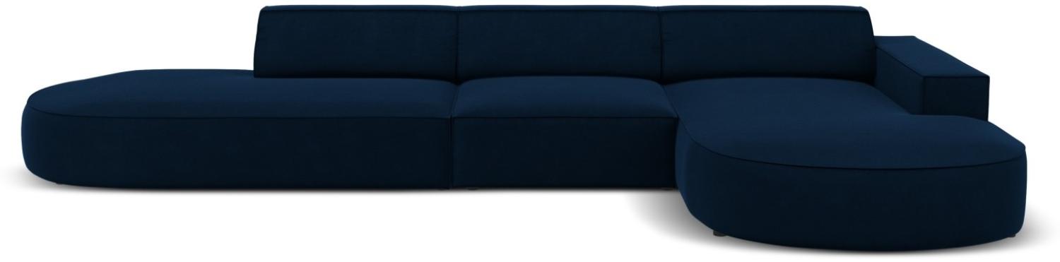 Micadoni 4-Sitzer Samtstoff Ecke rechts Sofa Jodie | Bezug Royal Blue | Beinfarbe Black Plastic Bild 1