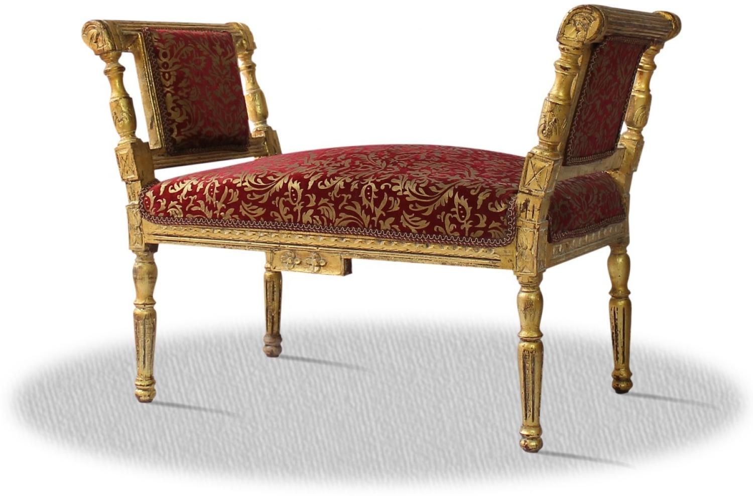 Casa Padrino Barock Sitzbank Gold Bordeaux Rot Muster 110 x 40 x H. 70 cm Bild 1