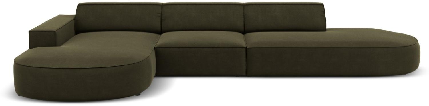 Micadoni 4-Sitzer Samtstoff Ecke links Sofa Jodie | Bezug Green | Beinfarbe Black Plastic Bild 1