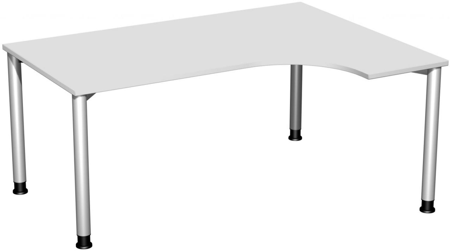 PC-Schreibtisch '4 Fuß Flex' rechts, höhenverstellbar, 160x120cm, Lichtgrau / Silber Bild 1