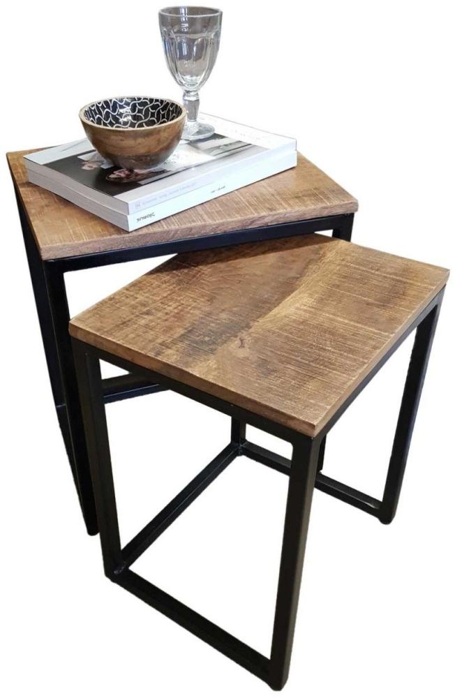 Soma Couchtisch Set 2 Stück Wohnzimmer Tisch Satztisch Dallas Metall-Gestell schwarz oder weiß (BxHxL) 40 x 50 x 65 schwarz matt - tabacco Bild 1