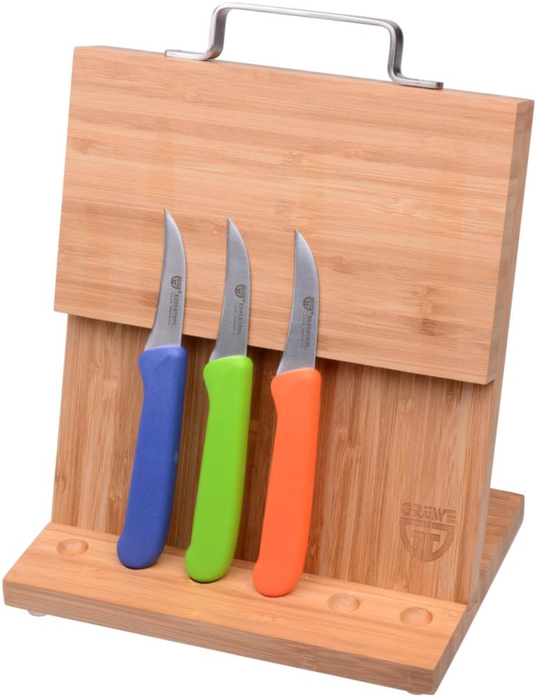 Magnet-Messerhalter Bambus klein mit Küchenmessern bunt1 Bild 1