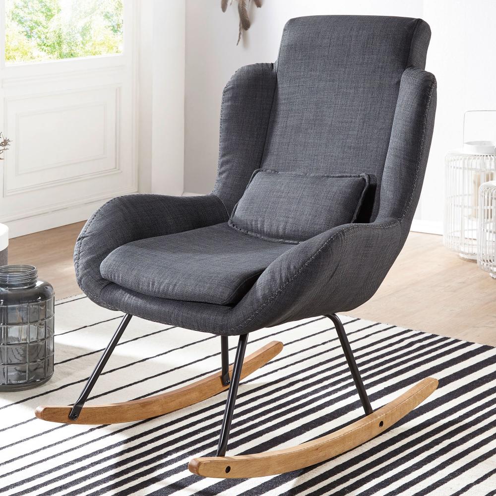 KADIMA DESIGN LAVANT Schaukelstuhl - Extra-weiche Sitzschale und Wippfunktion für entspannende Stunden at home. Farbe: Grau Bild 1