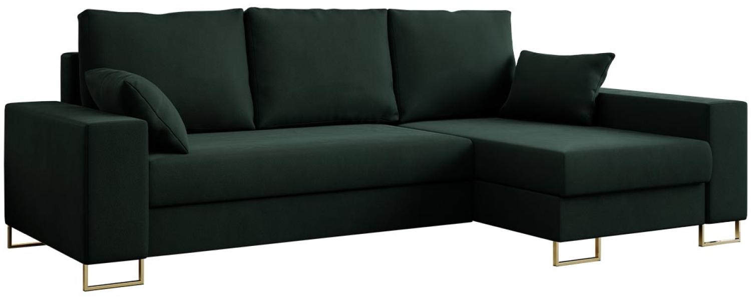 Ecksofa, Bettsofa, L-Form Couch mit Bettkasten - DORIAN-L - Grün Velvet Bild 1