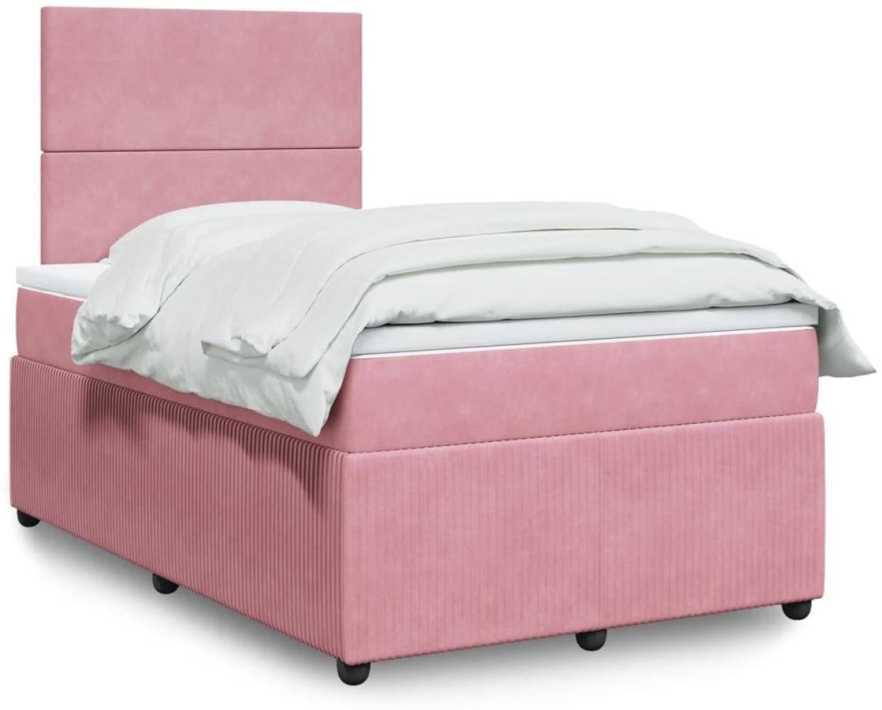 vidaXL Boxspringbett mit Matratze Rosa 120x200 cm Samt 3294609 Bild 1