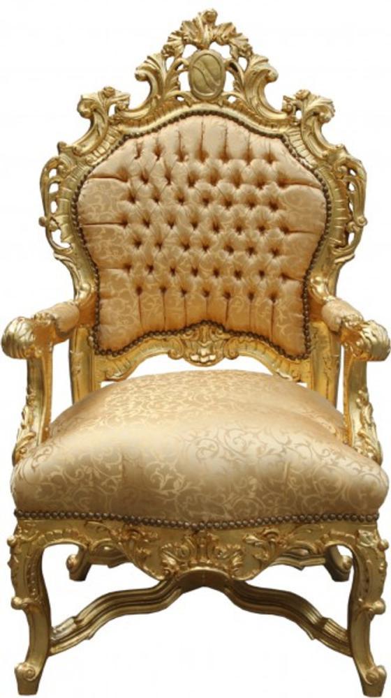 Casa Padrino Barock Luxus Thron Sessel Gold Muster/Gold - Barock Möbel Thron Königssessel - Limited Edition Bild 1