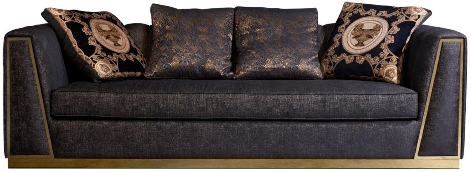 Casa Padrino Luxus Wohnzimmer Sofa mit dekorativen Kissen Schwarz / Gold 238 x 97 x H. 72 cm - Luxus Möbel Bild 1
