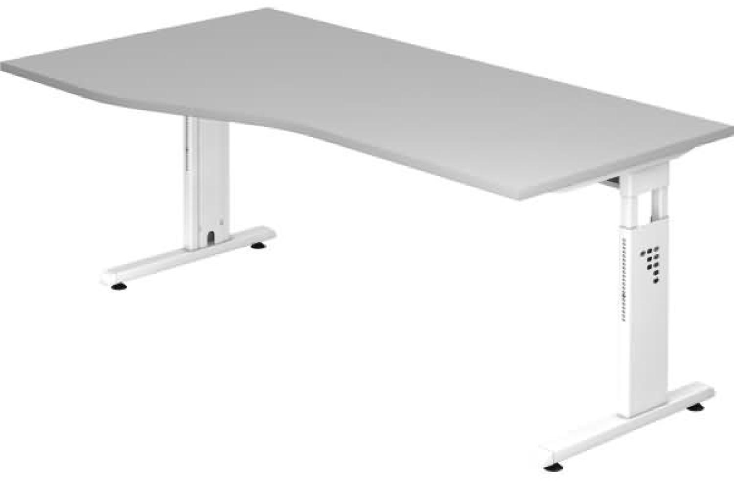 Schreibtisch OS18 C-Fuß 180x100 / 80cm Grau Gestellfarbe: Weiß Bild 1