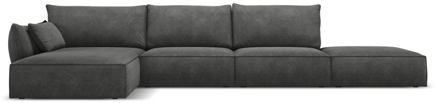 Micadoni 5-Sitzer Ecke links Sofa Kaelle | Bezug Dark Grey | Beinfarbe Black Plastic Bild 1