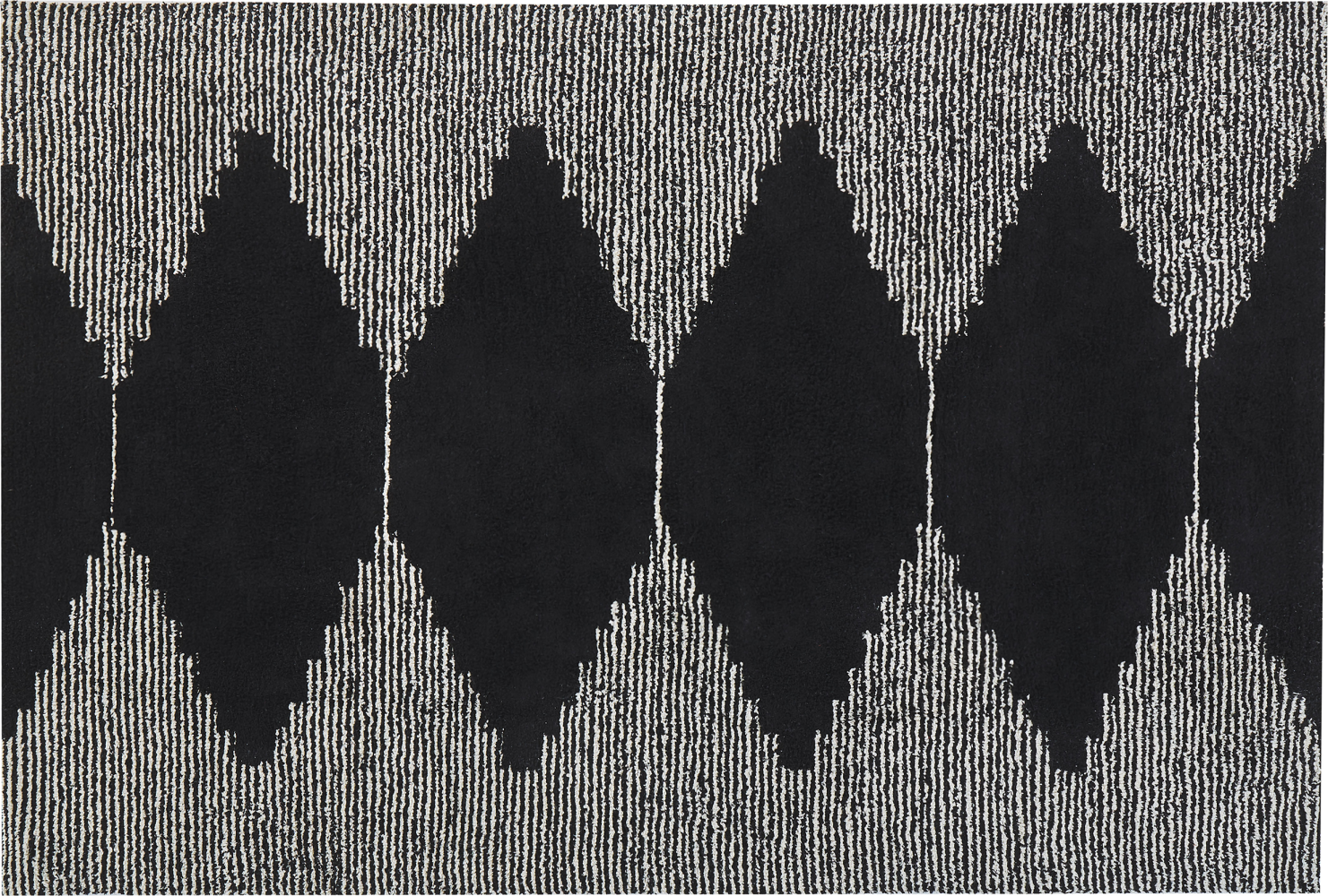 Teppich Baumwolle 160 x 230 cm schwarz / weiß geometrisches Muster Kurzflor BATHINDA Bild 1