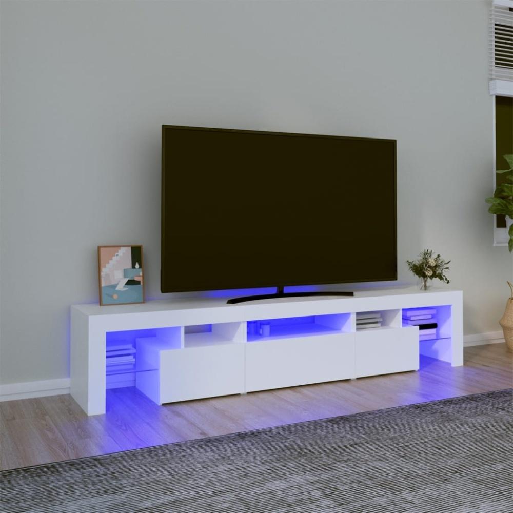 TV-Schrank mit LED-Leuchten Weiß 200x36,5x40 cm Bild 1