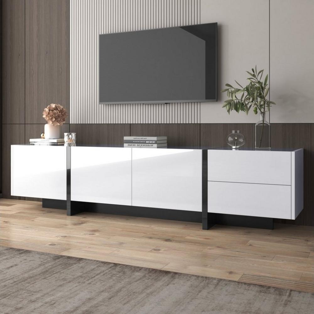 Merax Lowboard, Hochglanz TV-Board, Fernsehtisch scandi, TV-Schrank, Breite:190cm Bild 1