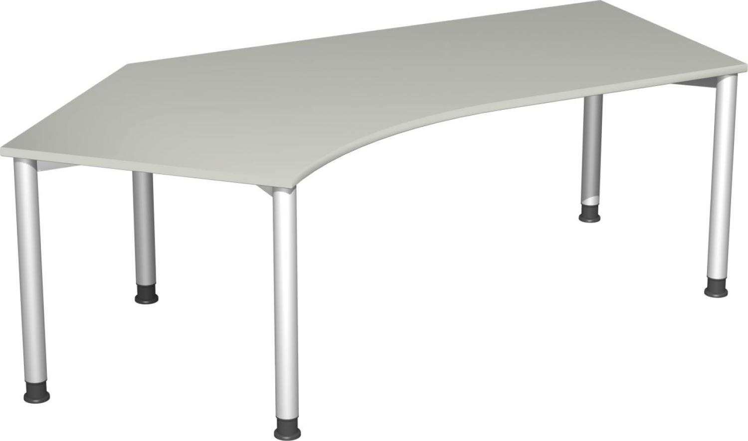 Schreibtisch 135° '4 Fuß Flex' links, höhenverstellbar, 216x113cm, Lichtgrau / Silber Bild 1