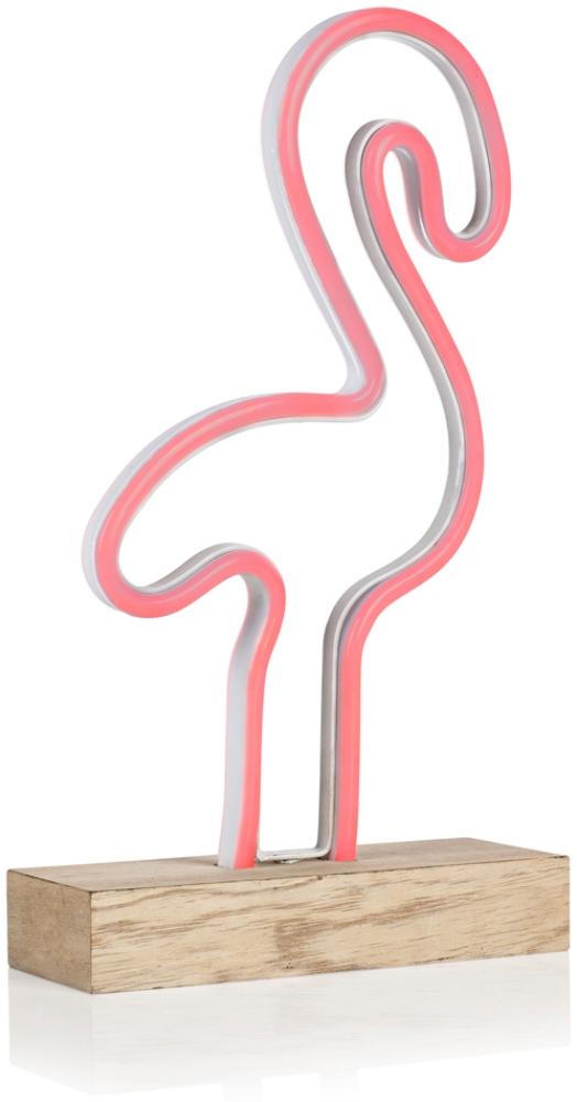 Retro LED Tischleuchte / Dekoleuchte Flamingo, pinkes Licht, Höhe ca. 33cm Bild 1