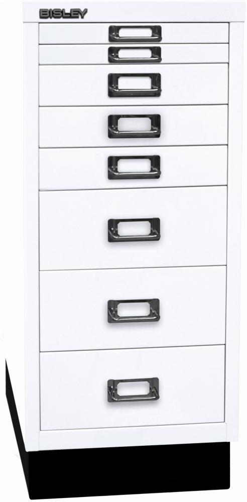 Bisley MultiDrawer™, 29er Serie mit Sockel, DIN A4, 8 Schubladen, Farbe verkehrsweiß Bild 1