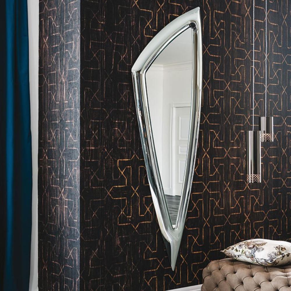 Casa Padrino Luxus Designer Spiegel 75 x 8 x H. 215 cm - Wandspiegel mit Rahmen aus gebogenem Glas - Luxus Kollektion Bild 1