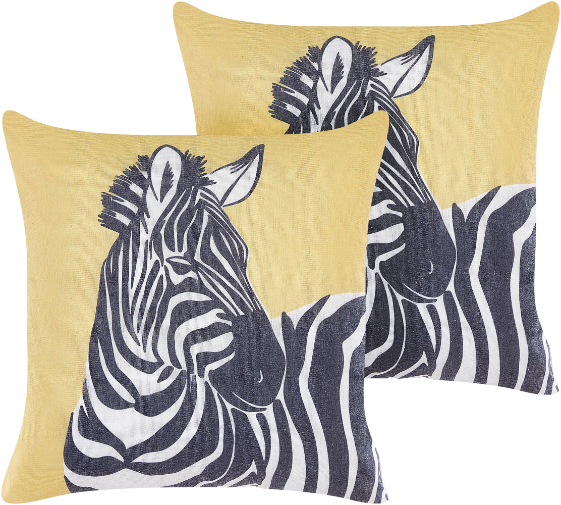 Dekokissen mit Zebra Muster Gelb 45 x 45 cm 2er Set MANKETTI Bild 1