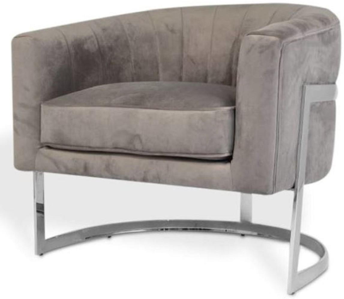 Casa Padrino Luxus Samt Sessel Grau / Silber 70 x 66 x H. 68 cm - Designer Wohnzimmermöbel Bild 1
