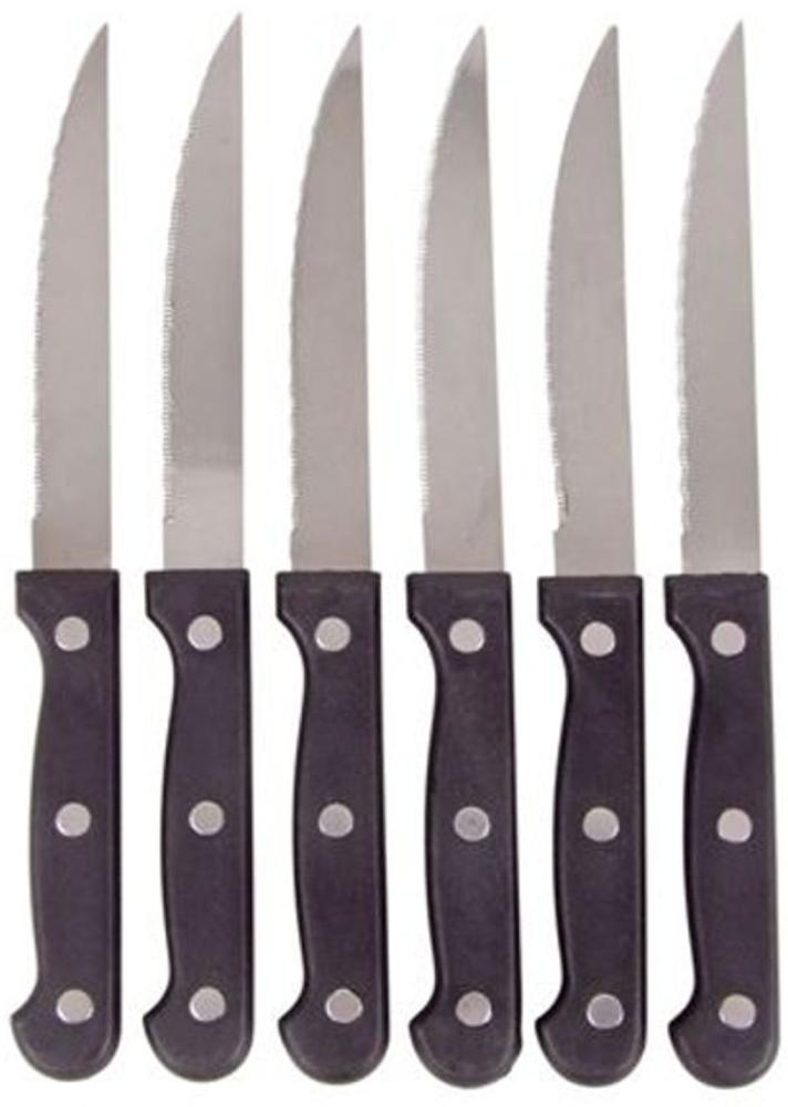 Edelstahl Steakmesser-Set 6-tlg schwarz Besteckset Brötchenmesser Messer Besteck Bild 1