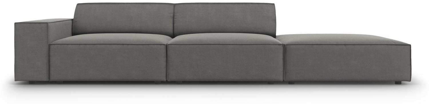 Micadoni 3-Sitzer Rechts Samtstoff Sofa Jodie | Bezug Light Grey | Beinfarbe Black Plastic Bild 1