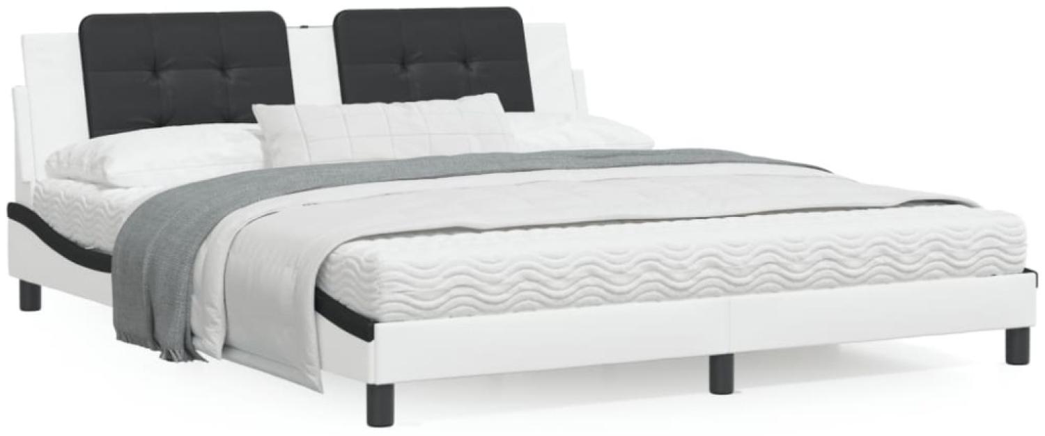 vidaXL Bett mit Matratze Weiß und Schwarz 180x200 cm Kunstleder Bild 1