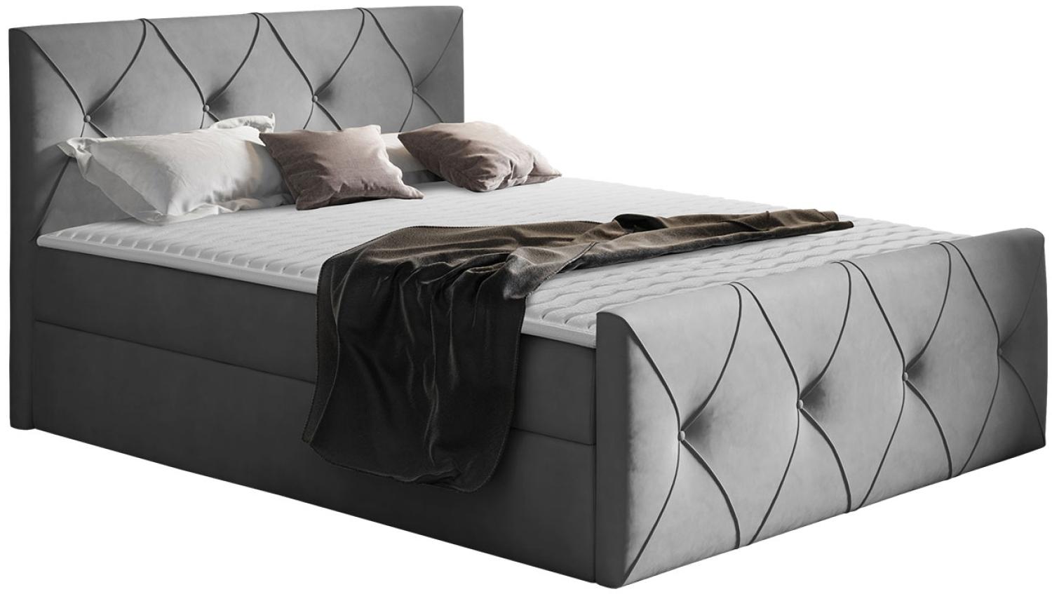 Mirjan24 Boxspringbett Nakir Lux, Hellgrau 180 x 200 cm Bild 1