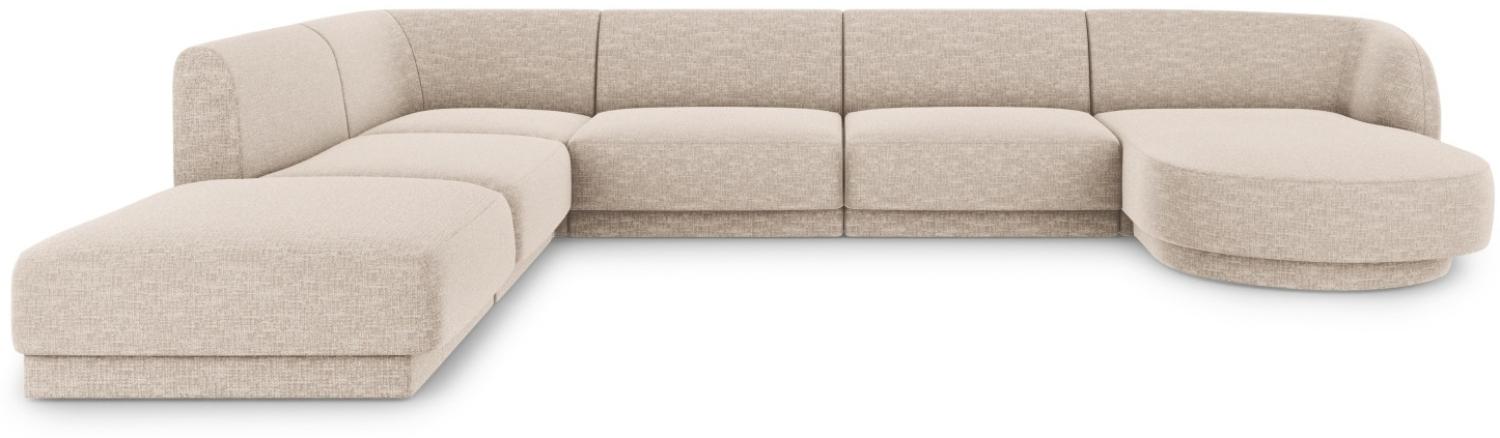 Micadoni 6-Sitzer Panorama Ecke links Sofa Miley | Bezug Beige | Beinfarbe Black Plastic Bild 1