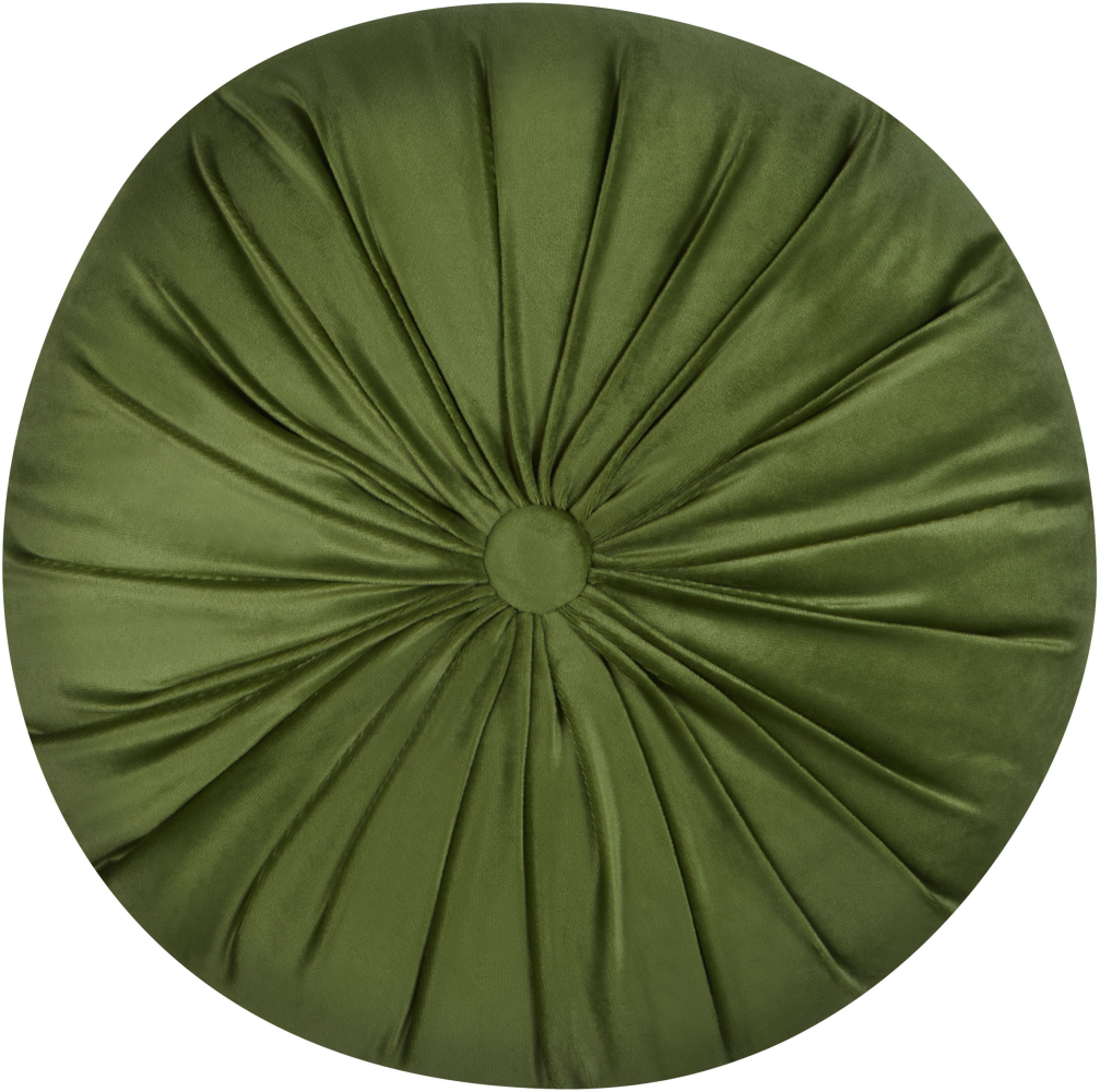 Dekokissen Samtstoff grün mit Plissee ⌀ 38 cm BODAI Bild 1