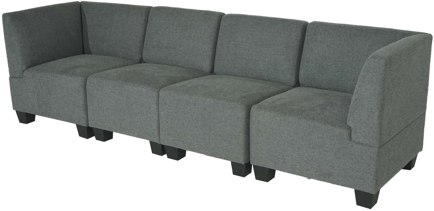 Modular 4-Sitzer Sofa Couch Lyon, Stoff/Textil ~ grau, hohe Armlehnen Bild 1