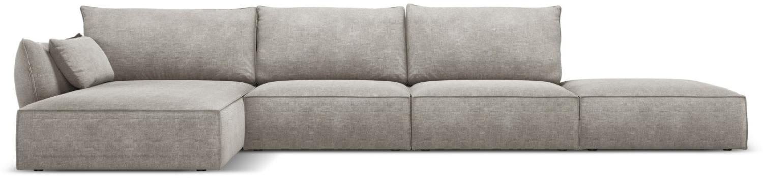 Micadoni 5-Sitzer Ecke links Sofa Kaelle | Bezug Light Grey | Beinfarbe Black Plastic Bild 1