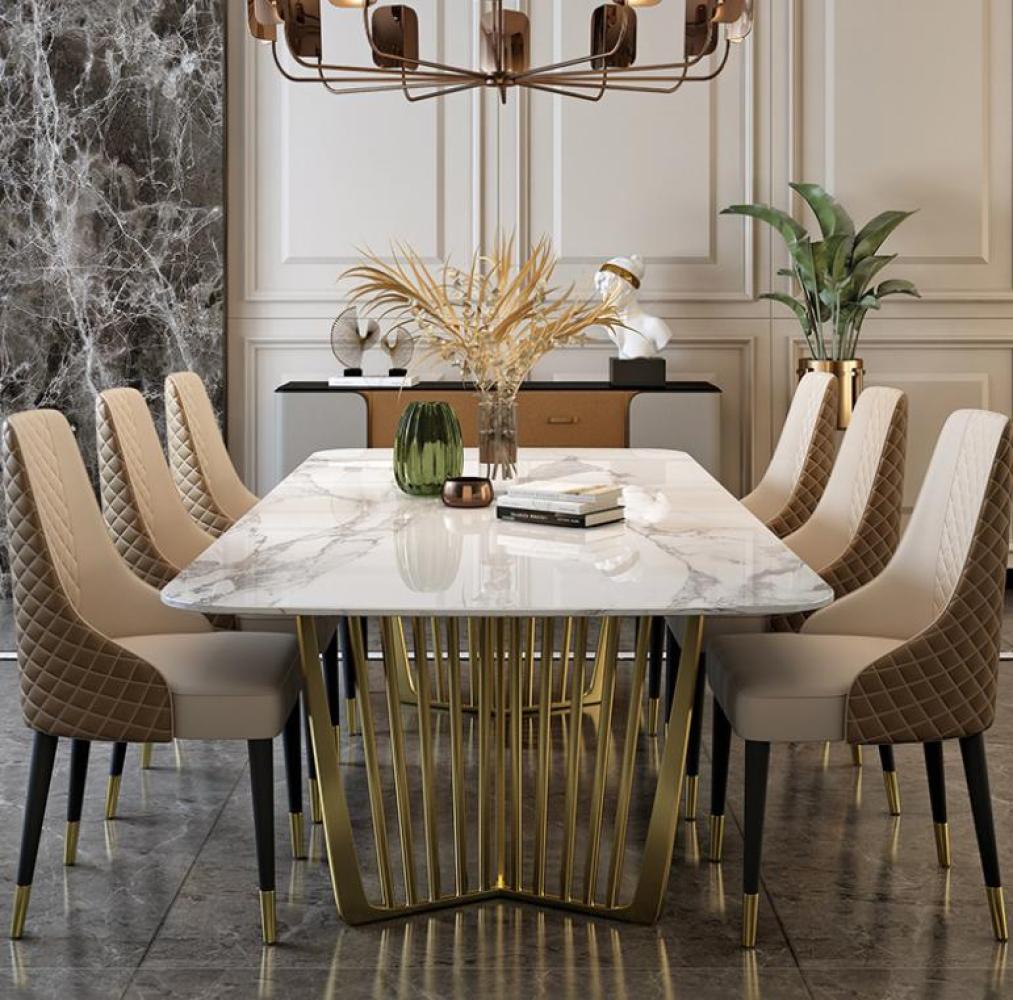 Luxus Tische Esszimmer Tisch Metall Esszimmertisch Moderner Möbel Gold Edelstahl Bild 1