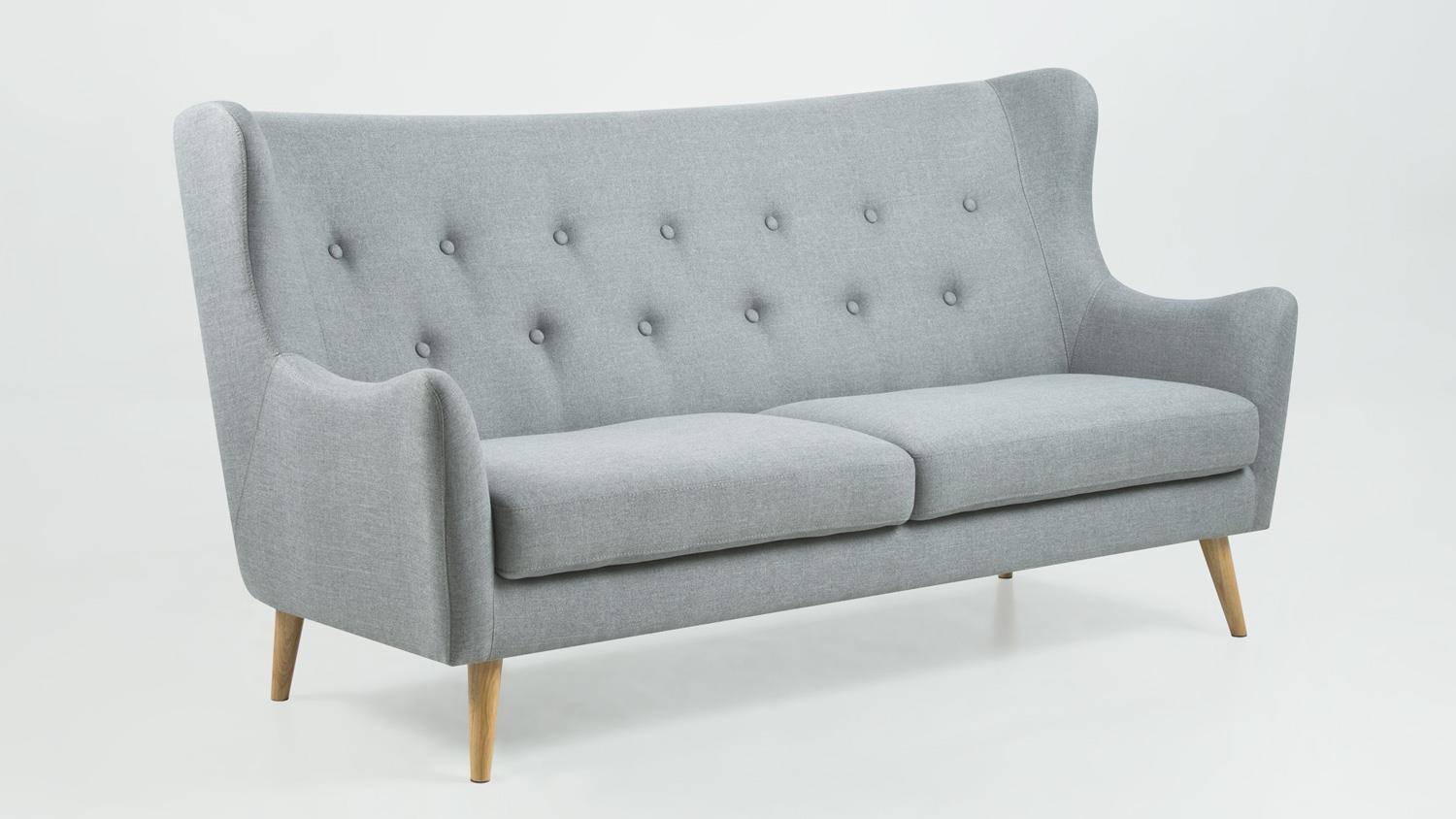 Couchgarnitur 'Kamma' mit 3-Sitzer Sofa & Sessel, Webstoff hellgrau Bild 1