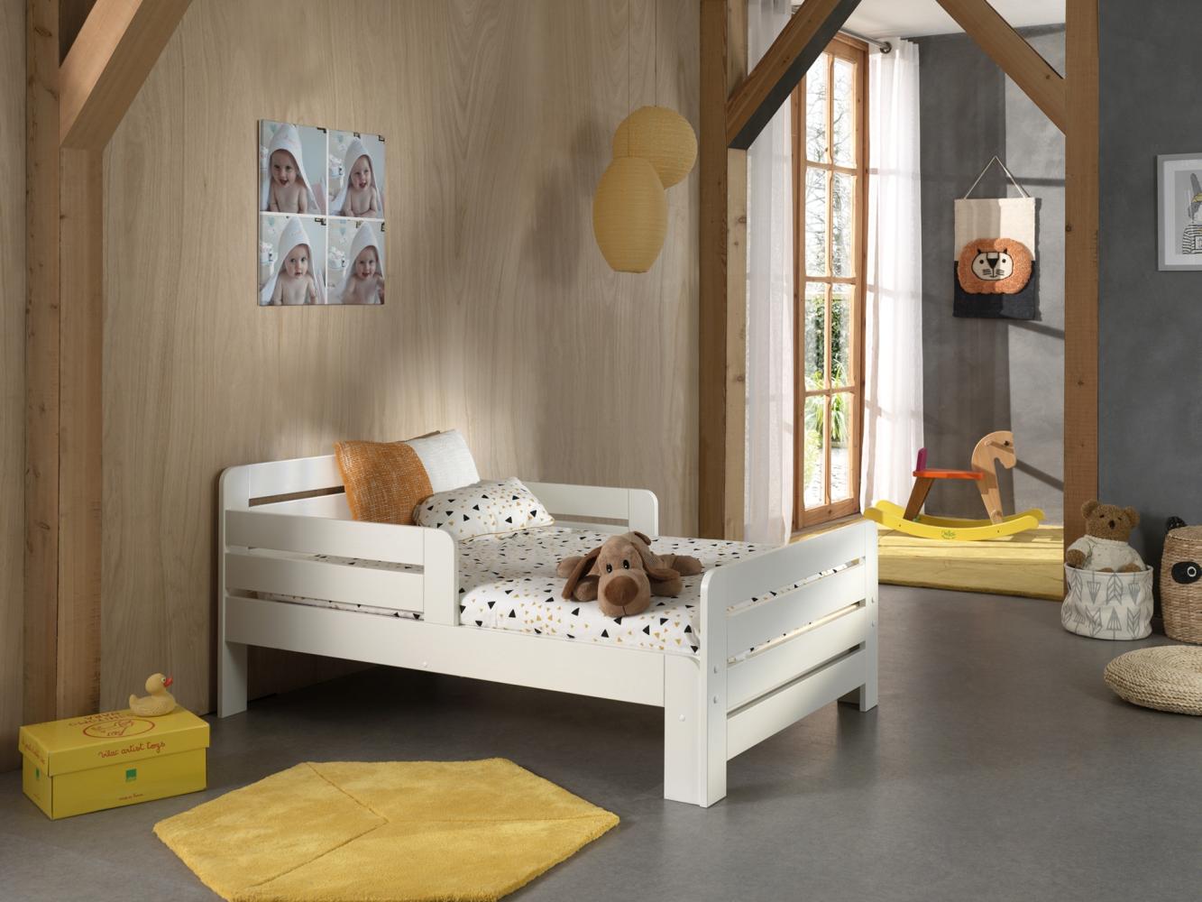 Kinderbett Jumper zum ausziehen von 160-200 cm, inkl. Matratze 160+40 cm, Ausf. Kiefer massiv weiß Bild 1