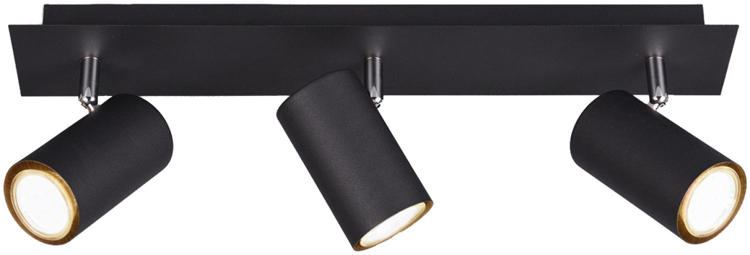 Moderner LED Deckenstrahler aus schwarz mattem Metall mit 3 schwenkbaren Spots Bild 1