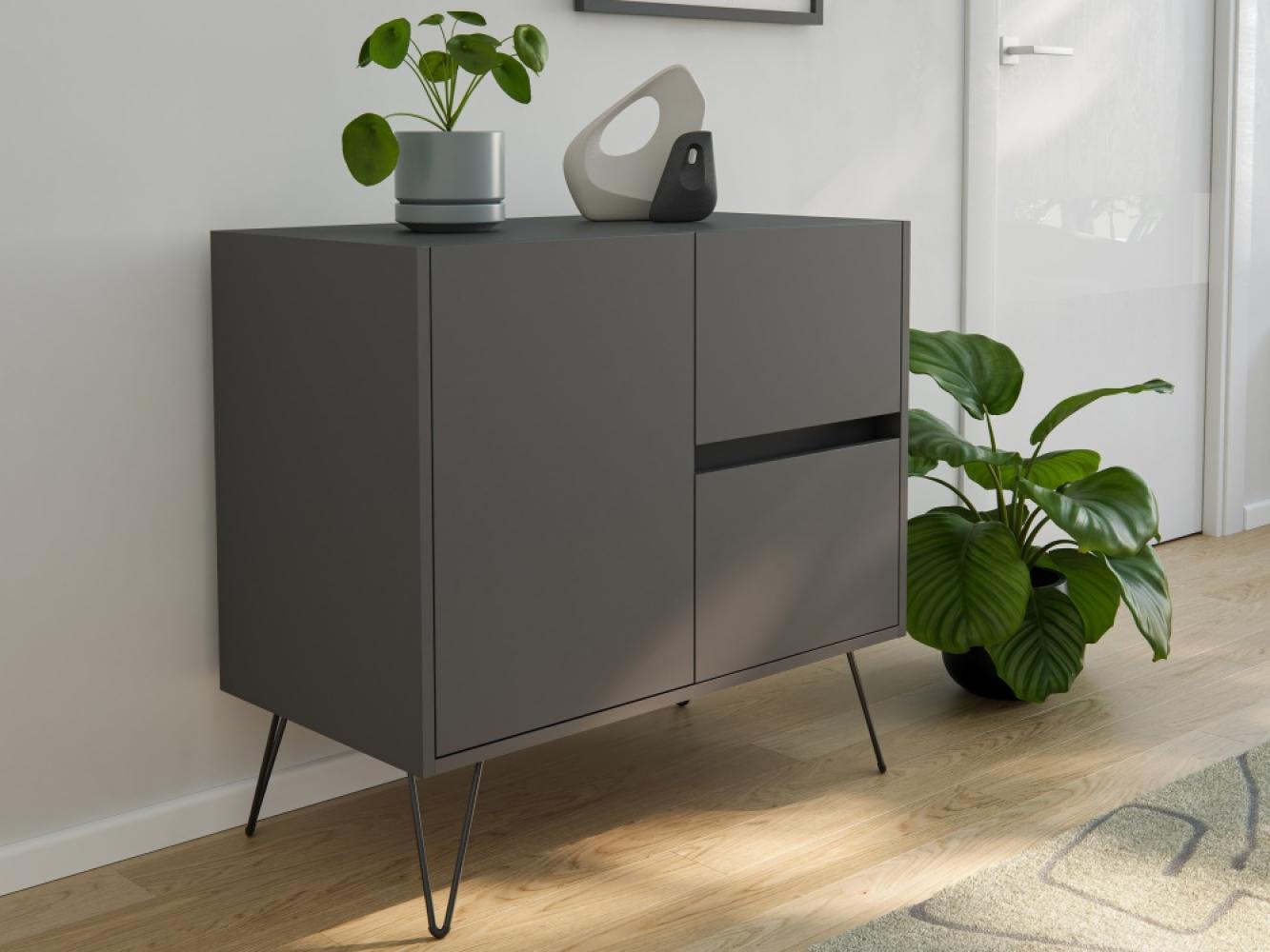 Raumwunder S Sideboard Kommode Greifraum 80cm 2 SoftClose 1 Tür Grafit : Grafit Bild 1